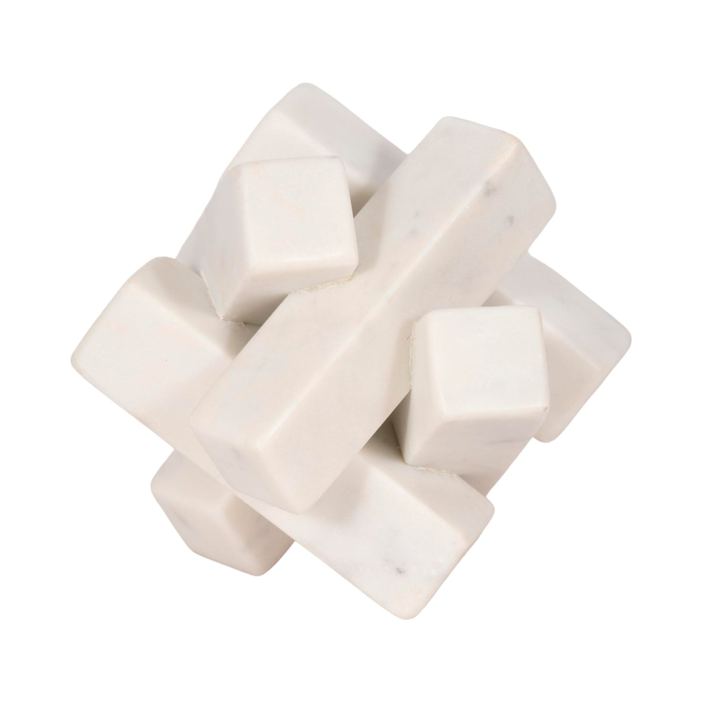 Sagebrook Home 4-Inch White Marble Geometric Orb