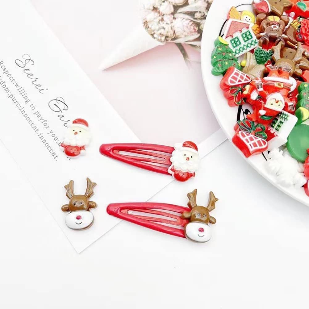 Christmas Flatback Charms, 55Pcs Christmas Resin Flatback Charms Assorted Button Santa Snowman Tree Bell Deer Cartoon Embellishments Supplies for DIY Scrapbooking Jewelry Cell Phone Case