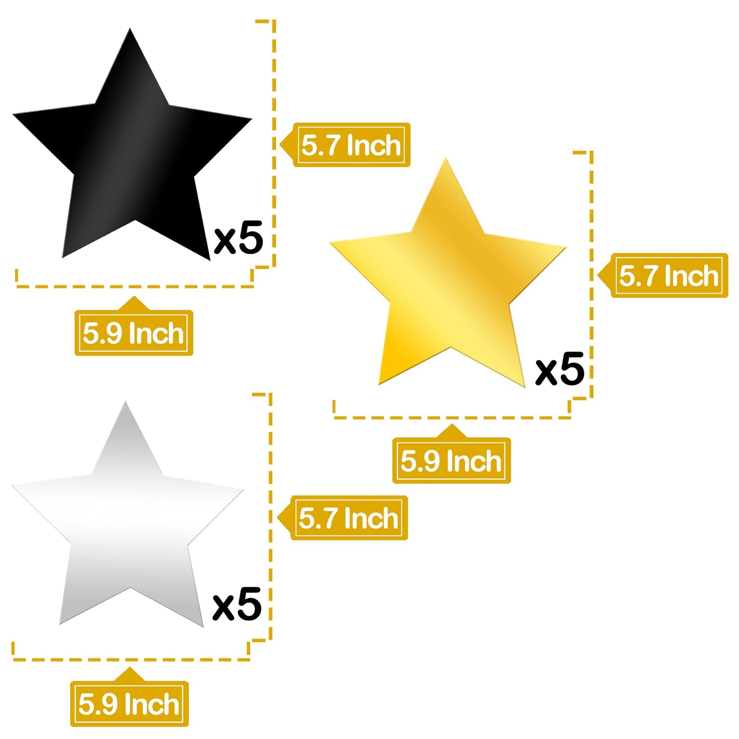 KatchOn, Black Gold and Silver Star Hanging Swirls- Pack of 30, No DIY | Star Ceiling Decorations for Birthday Decorations | Hanging Star Swirls for Graduation Decorations 2026, Bachelorette Party