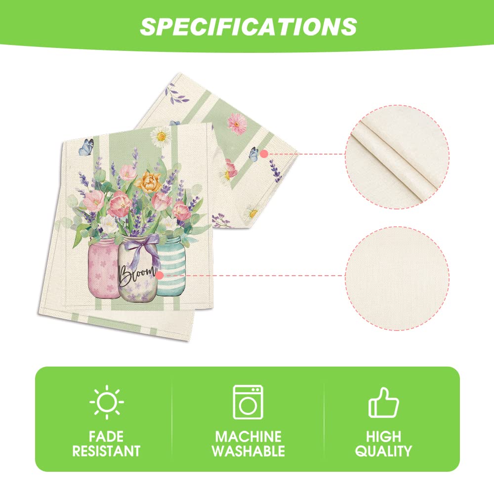 Artoid Mode Vase Bloom Tulip Lavender Summer Table Runner, Seasonal Spring Kitchen Dining Table Decoration for Home Party Decor 13x72 Inch