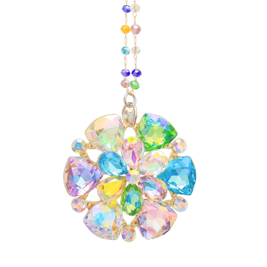Lumiti Crystal Flower Christmas Ornaments, Glitter Cute Hanging Decorations for Xmas Tree Decor Gift for Women Girls Kids Mom (Flower)