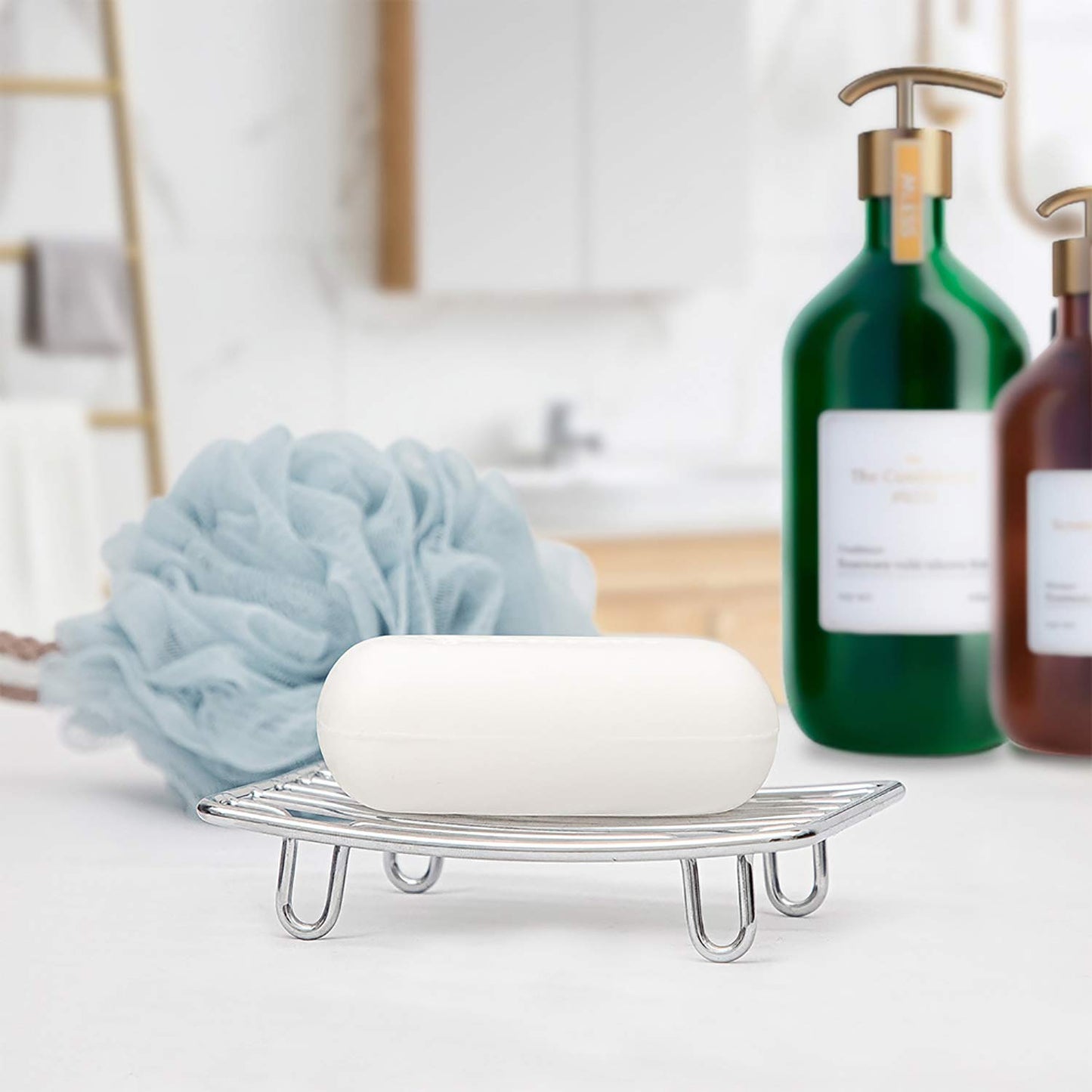 GUUKAR Soap Dish, Stainless Steel Bar Soap Holder for Shower, Self Draining Stand Soap Saver for Bathroom, Kicthen Sink and Countertop, Chrome 1-Pack