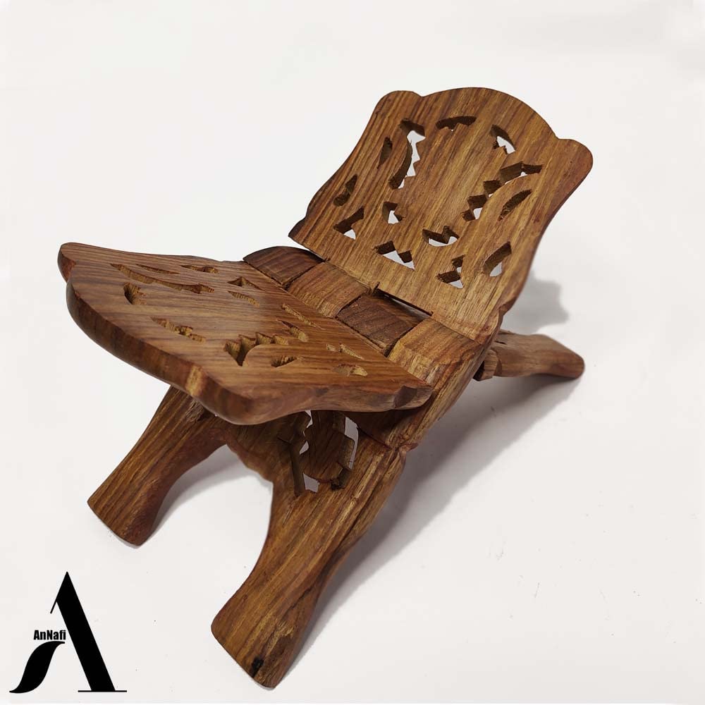 AnNafi® Wooden Book Holder Stand | Rehel/Rehal For Quran Geeta Bible | Indian Book Holders For Reading Hands Free For Desk Carved Antique | Holy Book Stand Prayer/Pooja Wood Islam Decor Handmade Gifts