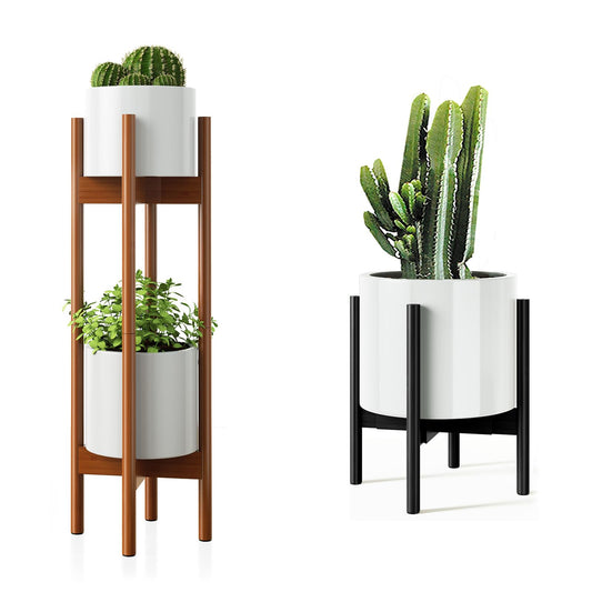 MUDEELA Plant Stand Dark Brown 2 Pack or 2 Tier and Plant Stand Black 1 Pack