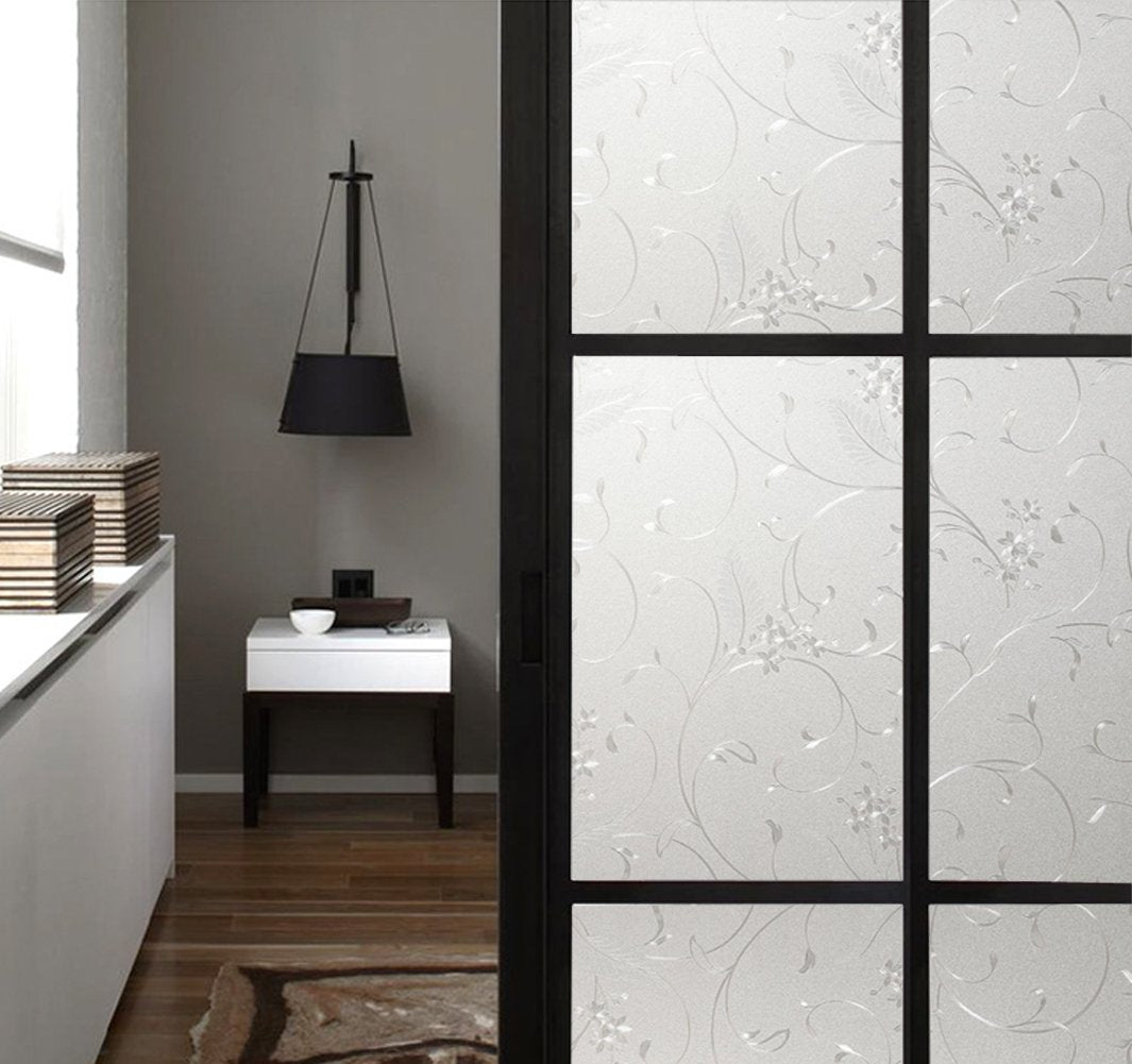 Niviy Window Privacy Film Static Cling Non-Adhesive Window Film Frosted Glass Bathroom Door Decoration Privacy Covering (17.7"x 78.7")