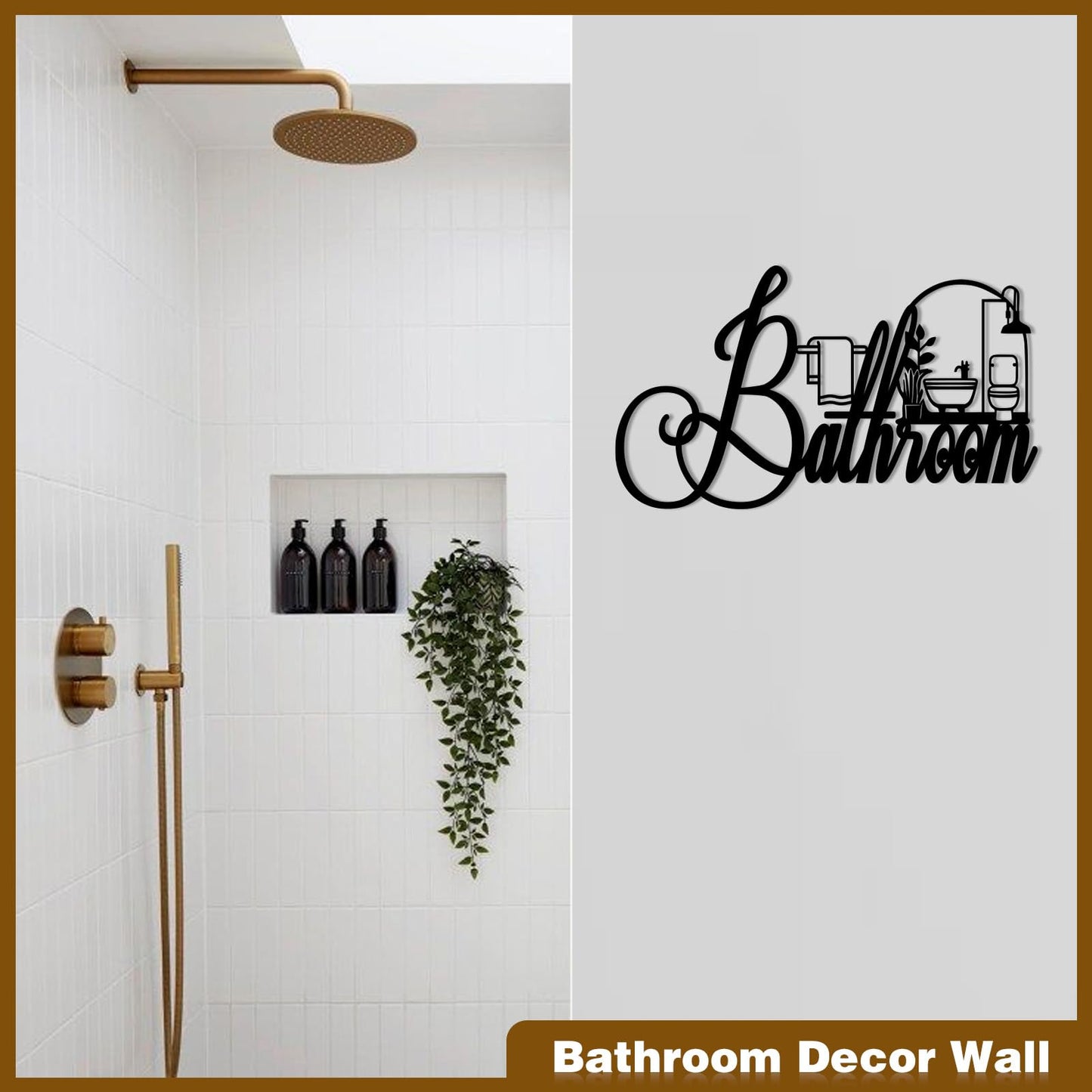 Black Metal Bathroom Wall Decor, Farmhouse Funny Bathroom Sign for Modern Home Hanging Decorations, Metal Bath Art （15 X 8.6in）