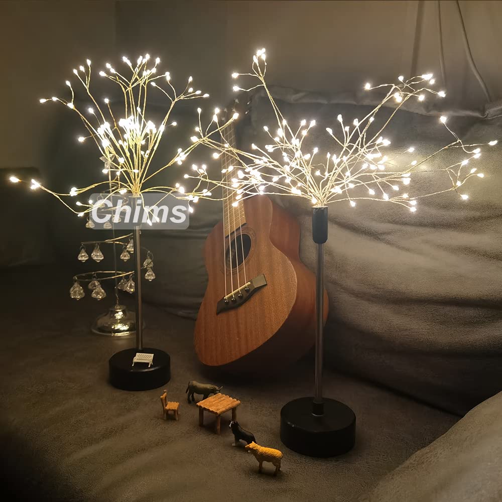 Chims Firework Centerpiece Lights,120 LED Fairy Light Banquet Table Centerpiece Lighting Decoration Star Pyrotechnics, Battery Operated Spirit Tree with Remote, for Dinner Indoor Christmas Party Decor