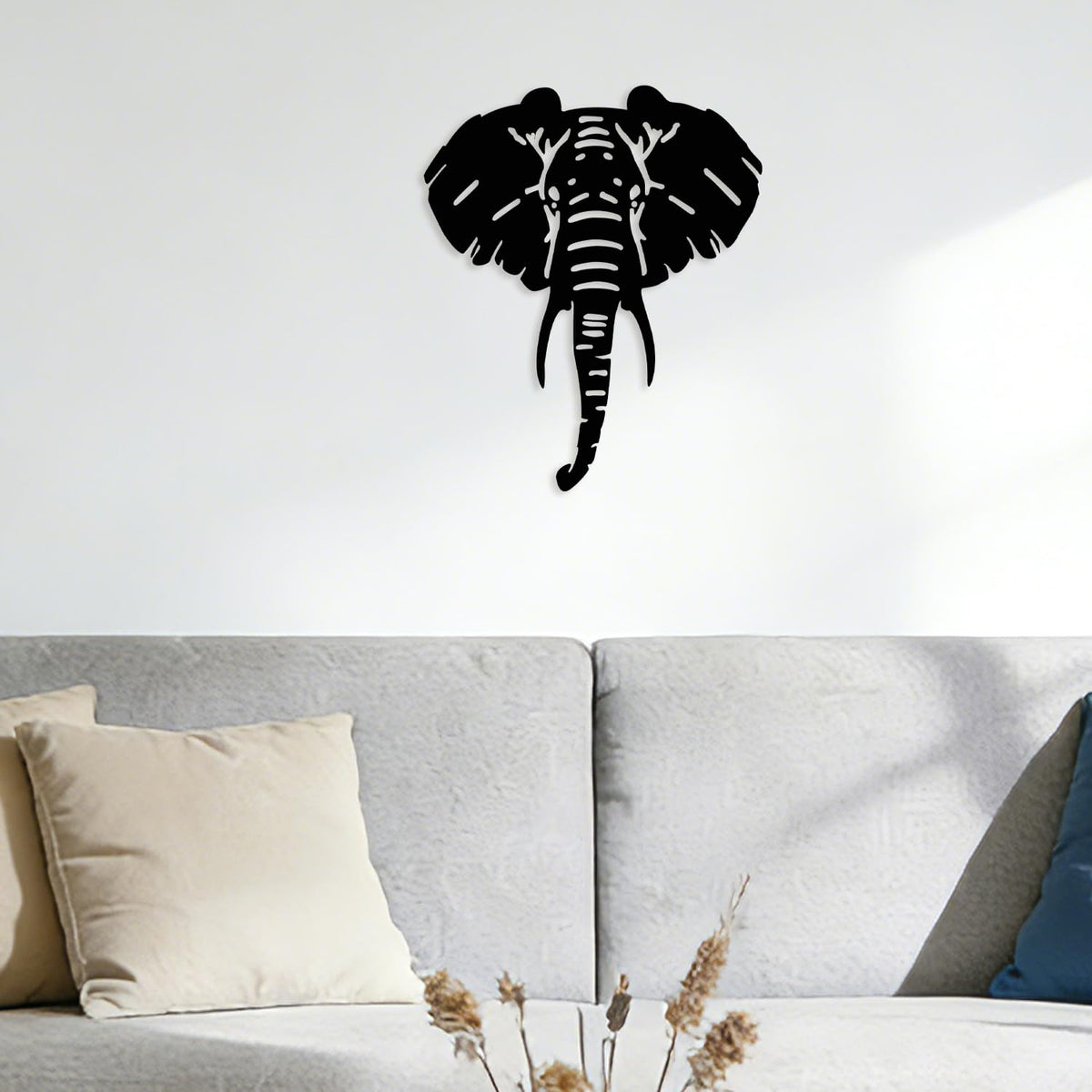Maoerzai Elephant Metal Wall Art, Geometric Elephants Metal Sign, Durable Animal Head Wall Decor for Home & Kitchen, Black, 10 x 12 Inch