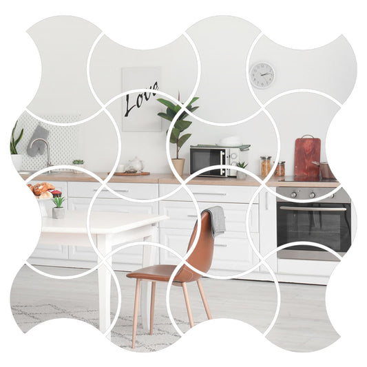 Mulaibdin 16 pcs Acrylic Silver Mirror Wall Stickers, Removable Mirror Stickers with Adhesive Art Decal, Wall Decor Stickers for DIY Home Living Room Bathroom Bedroom Background Decor