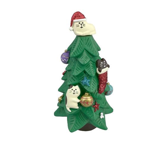 Refintural 5.1 Inch Resin Christmas Cat Tree - Perfect for Office, Home or Gift - Adorable Mini Christmas Tree with Cute Cat Kitten Figurines Cute Christmas Decoration for Cat Lovers