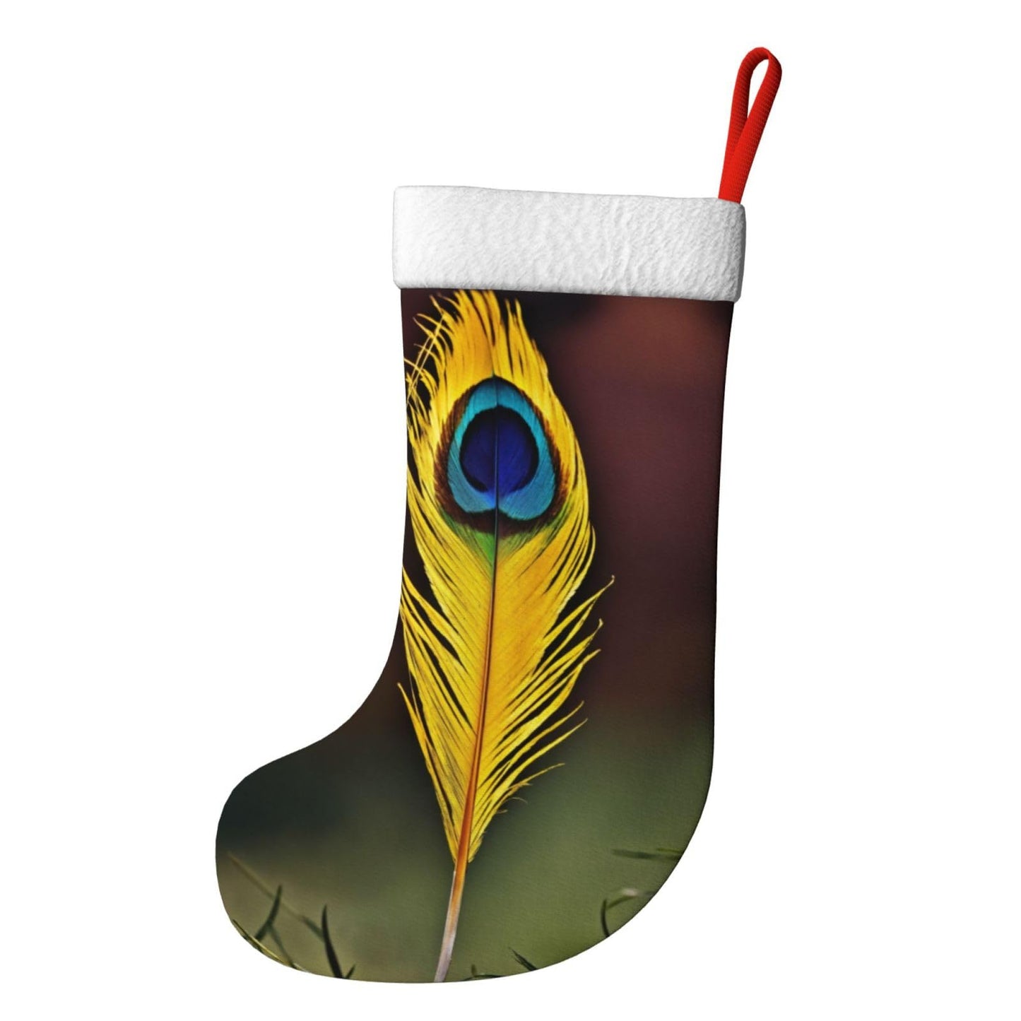 MYHSZTAH Feather Print Novelty Joyful Season Decorative Socks,Festive Ornament,Traditional Christmas Socks