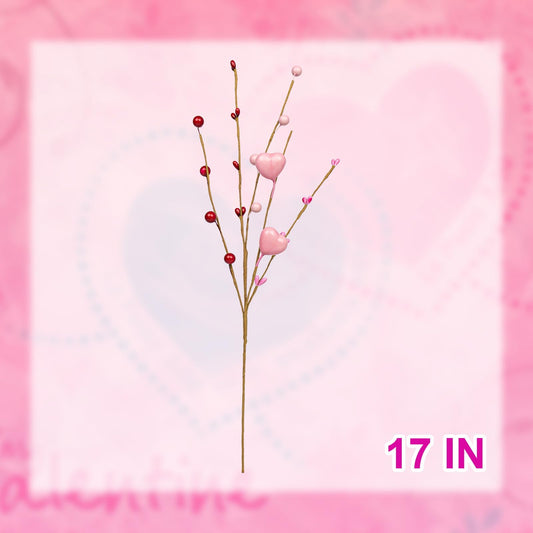J'FLORU Valentine's Day Gifts Valentines Day Decorations 24 Pack Pink Heart Shaped Berry Picks with Red Berries for Valentines Day Wedding Candlelight Dinner Anniversary