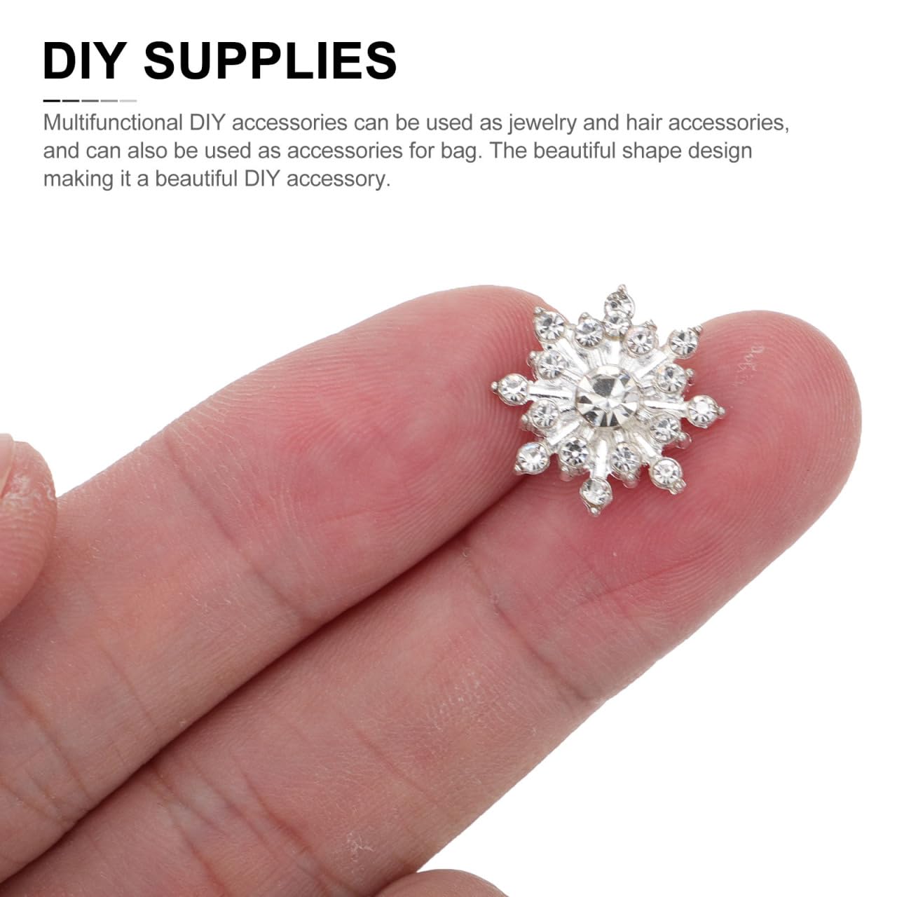 Amosfun 20pcs Silver Crystal Snowflake Pearl Rhinestone Applique Embellishments for Buttons Brooches Crafts Flower Hair Accessories