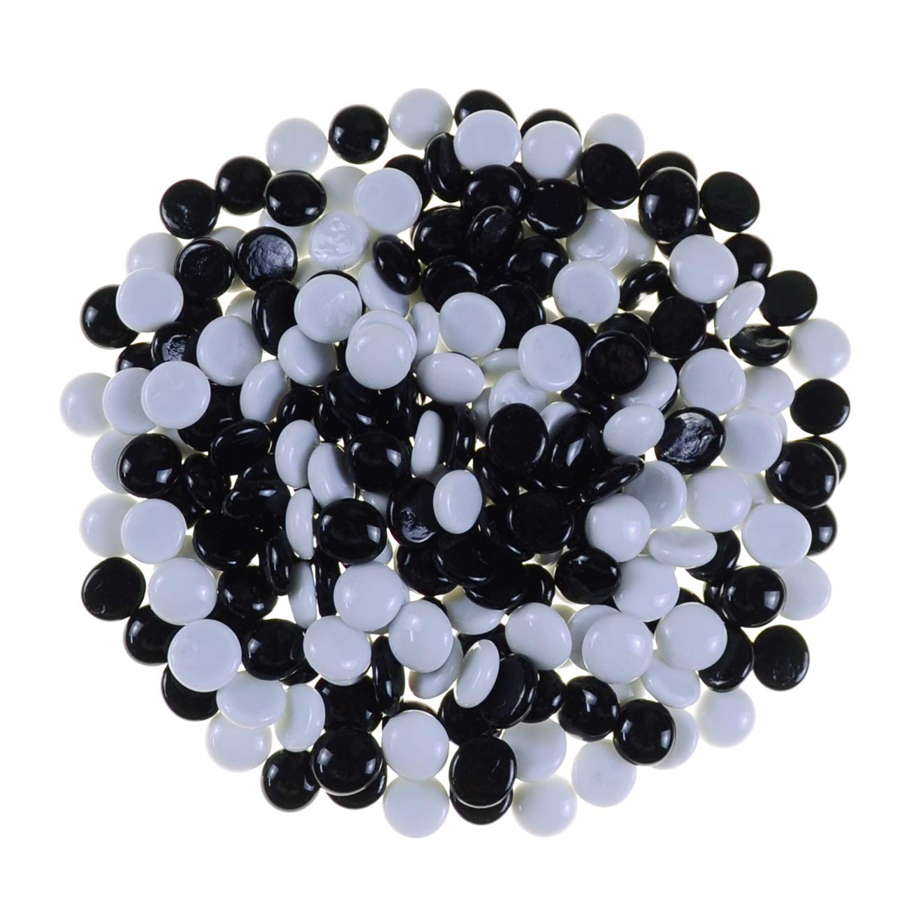 Kissvian Flat Glass Marbles/Gems/Stones/Beads for Home Décor Vase Filler Table Scatter Art Craft Aquarium – 2LB (17-20mm, Approx. 3/4") Black & White
