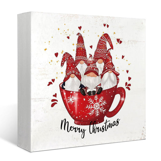 Mtrgdn Merry Christmas Decorations - Wooden Plaque Sign for Home, Table