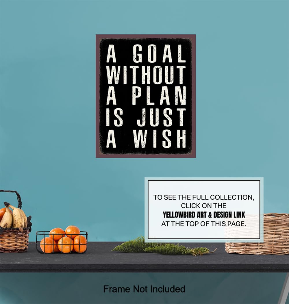 Motivational Wall Art & Decor - Inspirational Quotes Wall Art - Positive Quotes Wall Decor - Success Saying - Home Office Decor - Motivational poster for Men Women Entrepreneur Yellowbird Art & Design