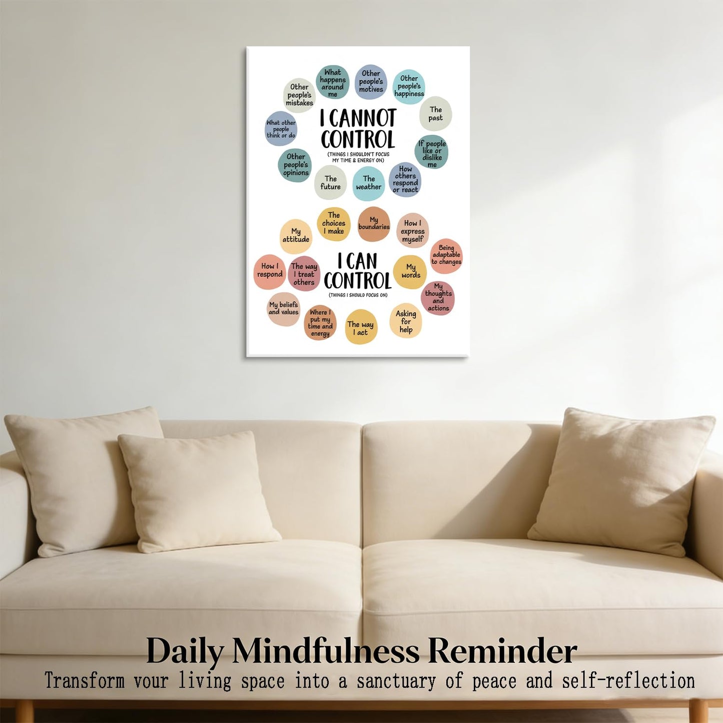 Mental Health Wall Art School Counselor Canvas Painting Picture Motivational Wall Decor Things I Can Control Inspirational Poster Prints Artwork for Therapy Office Home Decor 12x16in Wrapped Canvas