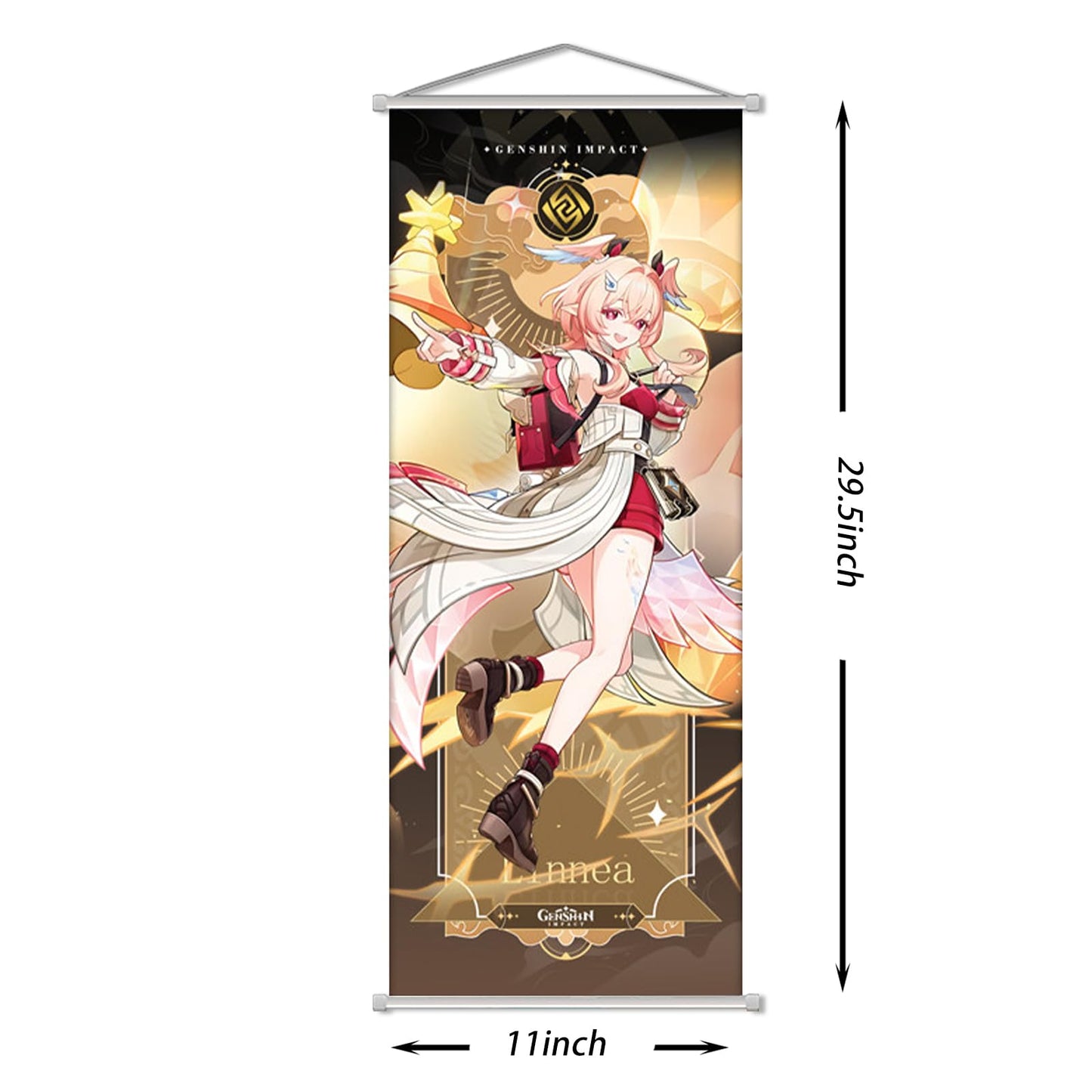 Rainteam Anime Poster Game Hanging Wall Art Artistic Canvas Character Posters with Rods for Living Room Bedroom Decor(29.5 inch x 11 inch)(Linnea)