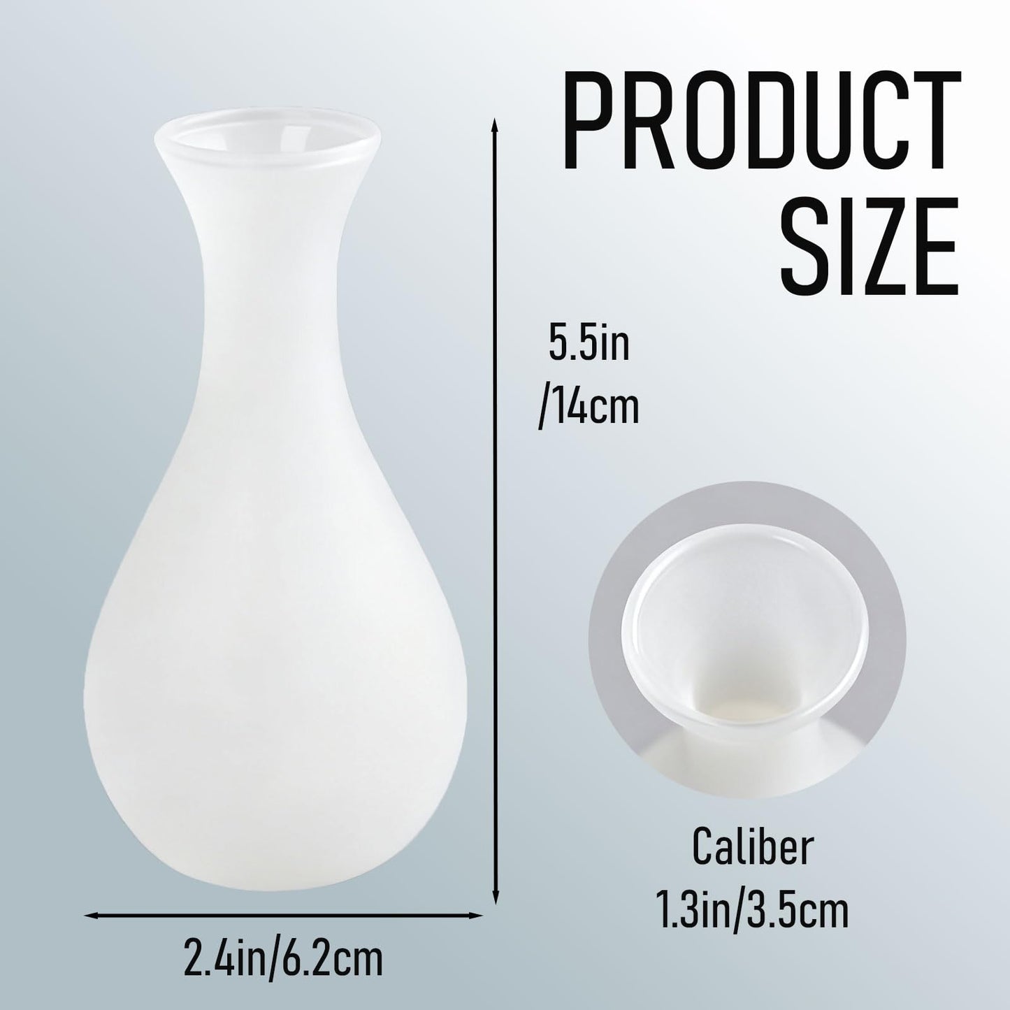 Hikiwin Long Narrow Neck Round Frosted Vase, Small Utility Frosted Glass Vase, Matte Aesthetic Art Decorative Flower Vase for Floral Arrangements, Office and Home Decor, 5.5 Inches, Translucence