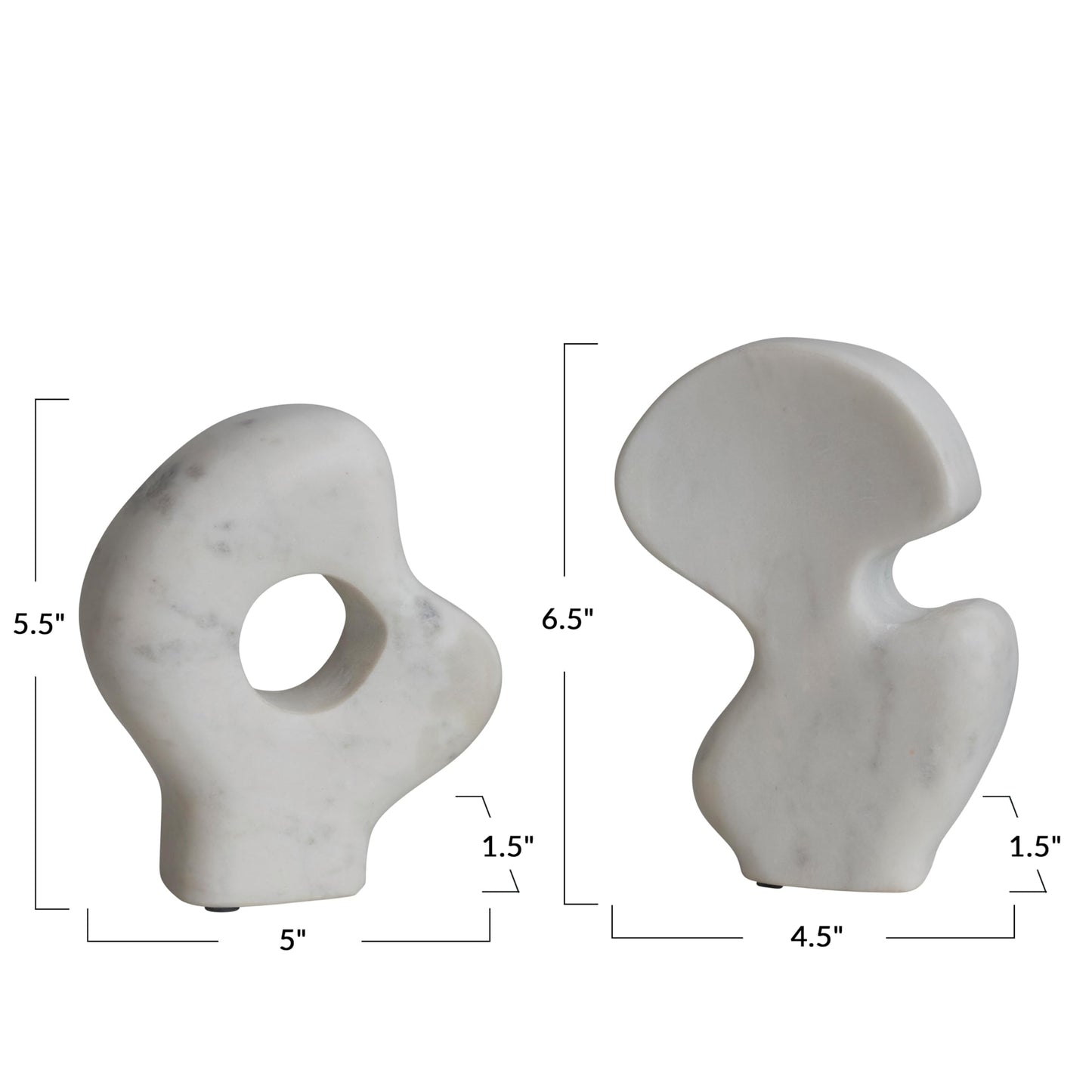 Decorative Abstract Marble Sculptures, Set of 2 Styles, White