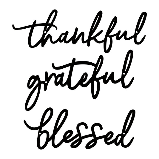 ESTART Thankful Grateful Blessed Letter Sign Metal Wall Decor, 3 Piece Black Letters Wall Art for Bathroom Bedroom Metal Words Wall Decor for Home Decor