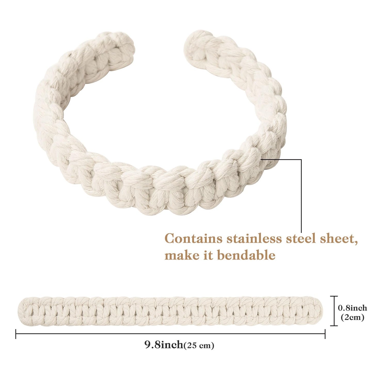 NICEEC 2 Pack Natural Cotton Rope Curtain Tiebacks Farmhouse Rustic Style Decorative Drape Tie Backs Handmade Braided Curtain Holdbacks for Home & Office Sheer/Light Weight Drapery (C-Beige-S)
