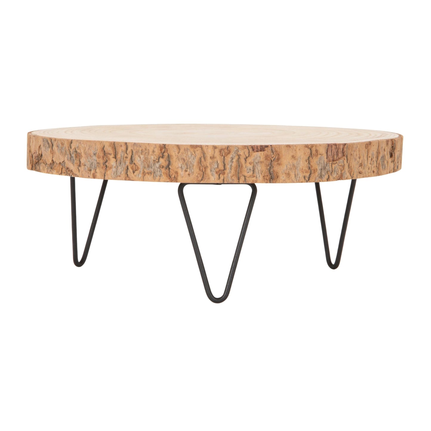 Creative Co-Op Large Paulownia Wood Pedestal with Metal Legs
