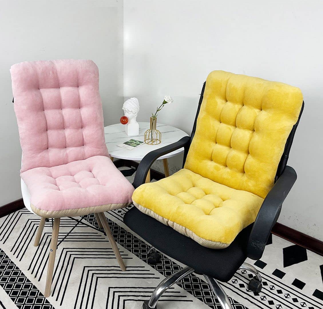 Non-Slip Rocking Chair Cushion, Premium Tufted Rocker Seat Back Pad with Ties, Sturdy &Comfort Thick Padding Pillow Chair Mat Cushions for Outdoor/Indoor Office Home Dining Room Kitchen Patio-Yellow