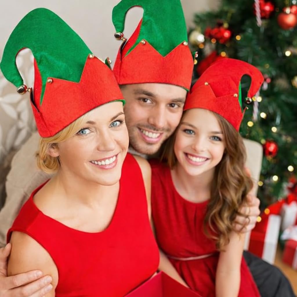 Moon Boat 3Pack Christmas Elf Felt Hats Holiday Costume Accessories for Adult Parties