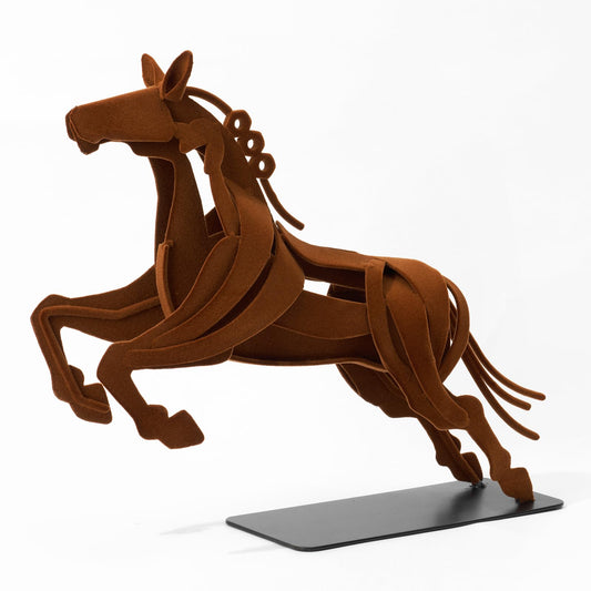 FOLKOR LIFE Velvet Flocked Horse Statue for Home Decor, Modern Horse Sculpture, Symbol of Strength and Freedom, Decorative Horse Ornament for Living Room Office Desk, Unique Gift for Horse Lovers
