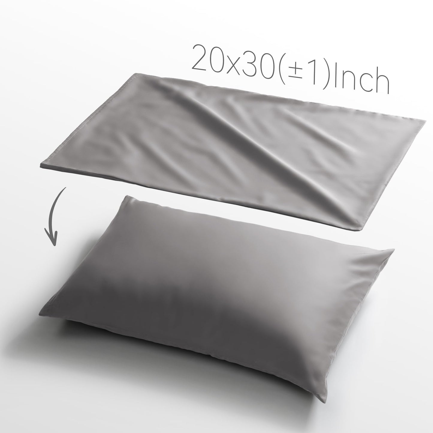 Hzesyd Queen Size Pillowcase Set - 500 Thread Count, 100% Cotton Sateen, 20" x 30" Set of 4 Pillow Covers, Cooling, Breathable, Soft for Ultimate Sleep Pillows Not Included Gray