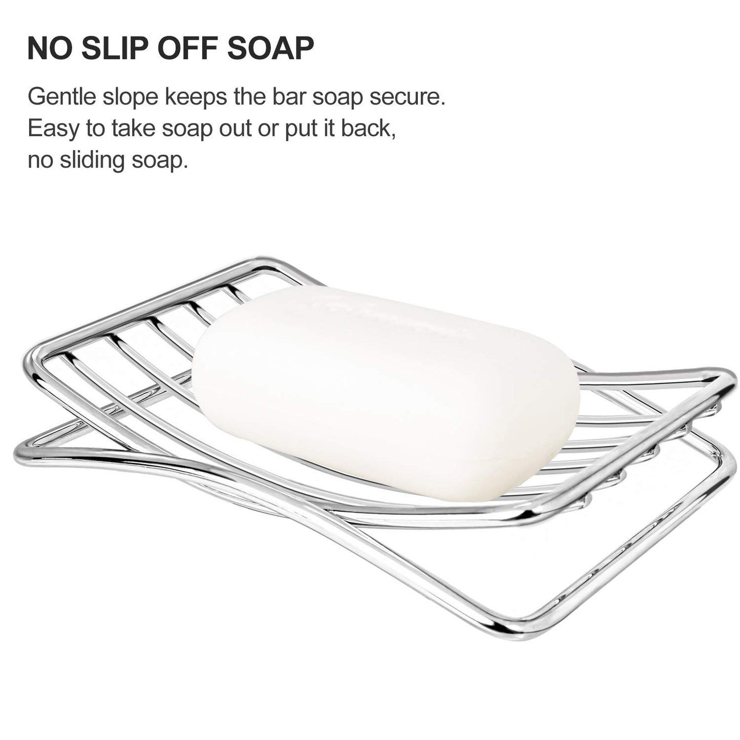 GUUKAR Soap Dish Stainless Steel Bar Soap Holder for Shower Bathroom, Self-draining Soap Dishes Sponge Holder for Kitchen Sink, Easy Cleaning Quick Dry(Soap Saver Not Included)