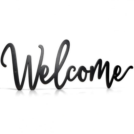 Sinseike Welcome Metal Sign Wall Decor (Black)