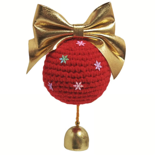Vvinhkare Handmade Christmas Ball and Bell Ornaments Christmas Tree Decorations Colorful Baubles with Unique Atmosphere Props for Festive Holiday Home Decor Handmade Decorations. (Red)
