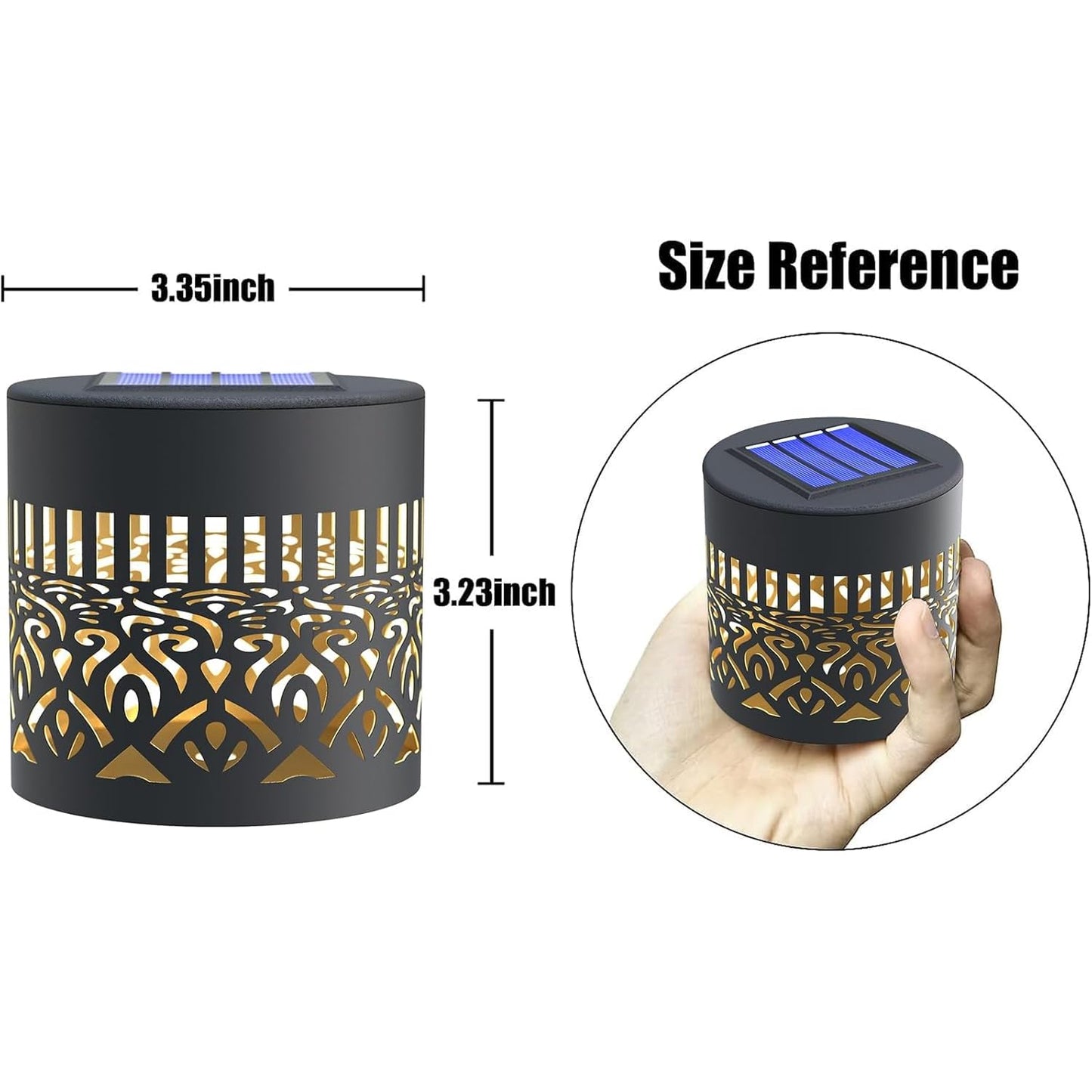 Mokvtz 2PCS Decorative Solar Mandala Lights, Metal Solar Powered Outdoor Deck Step Wall Lights, Mandala Theme Waterproof Fence Light for Garden Post Patio Backyard Yard Decor