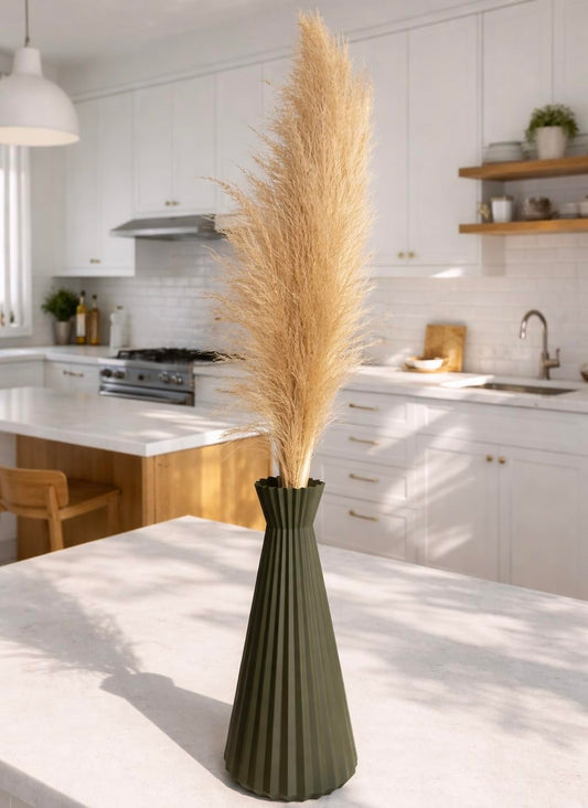 Modern Decorative vase, Geometric Design Feature in Any mid-Century Modern, Contemporary Style Living Room, Kitchen Counter, Dining, Shelf, Office, Coffee Table. 3D Print, 10 inches Tall [sage].