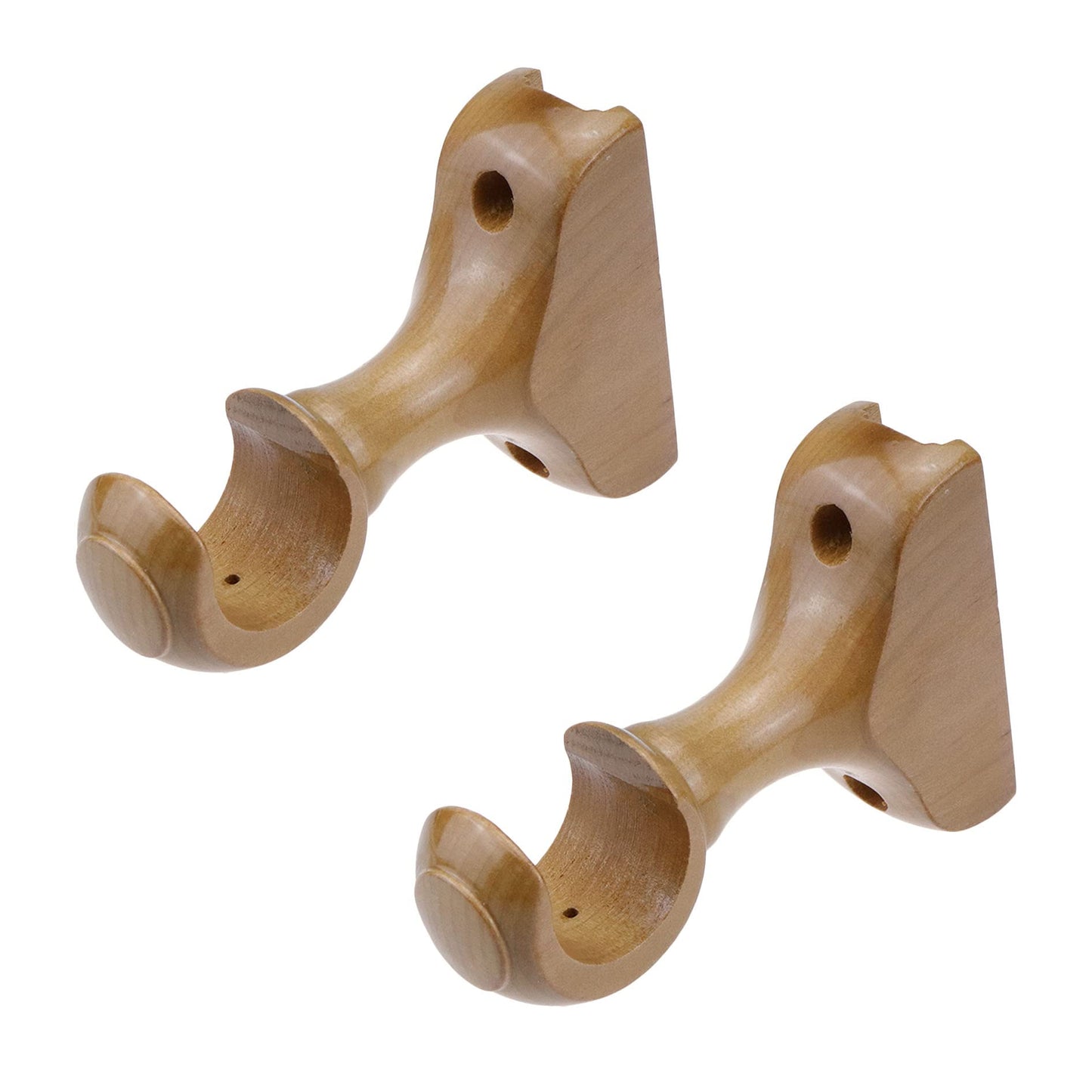 T Tulead Curtain Rod Bracket Wooden Rod Brackets Drapery Curtain Single Bracket Inner Dia: 29mm/1.14", Pack of 2 (Wood Color)