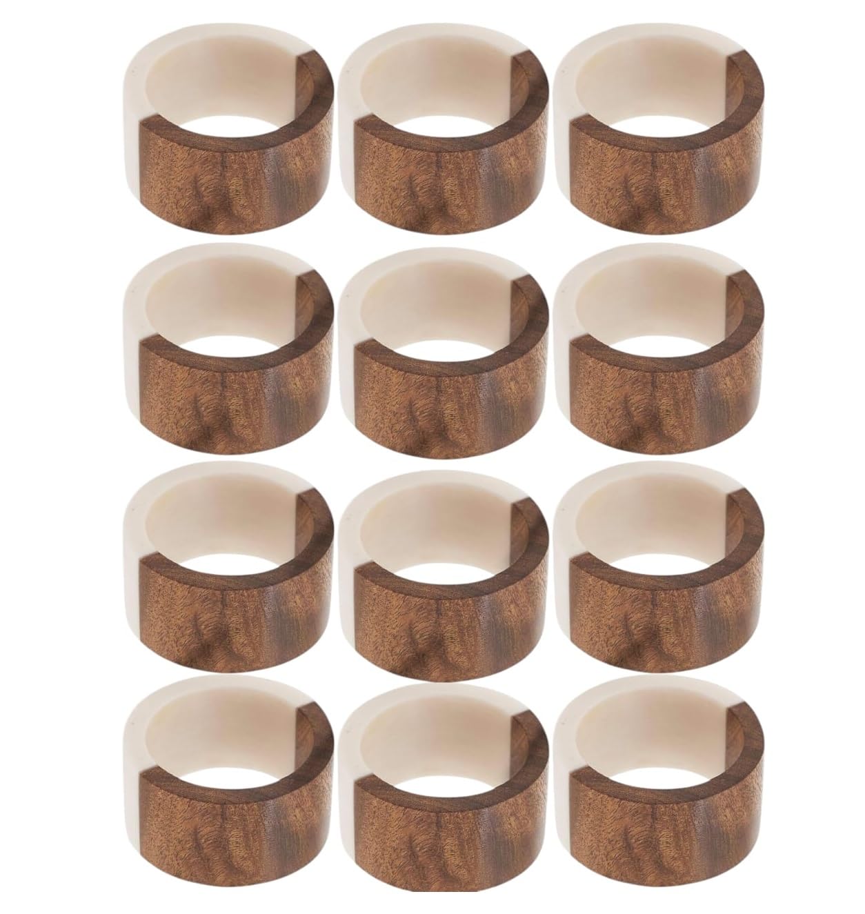 SHAFA IMPEX Classic Handmade Resin Napkin Rings Set, Dining Table Holders for Everyday, Holiday, Christmas, Thanksgiving, Farmhouse Decor (Wooden Resin, Set of 12)