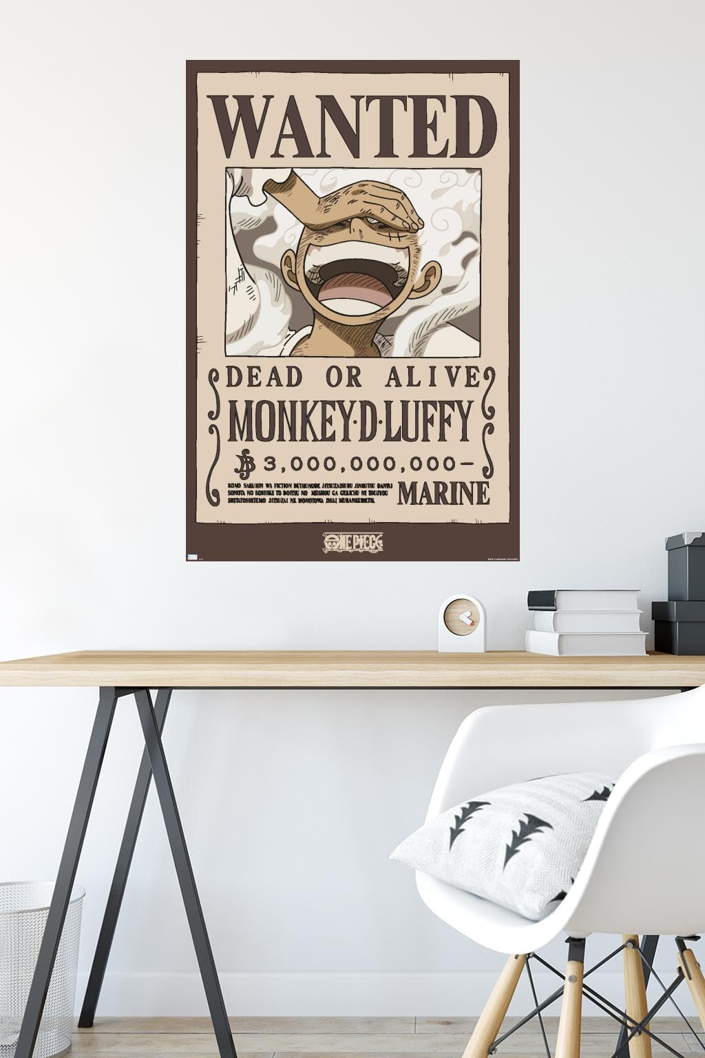 One Piece - Monkey D Luffy Wanted Poster Wall Poster, 34L" x 22.4W", Unframed Version