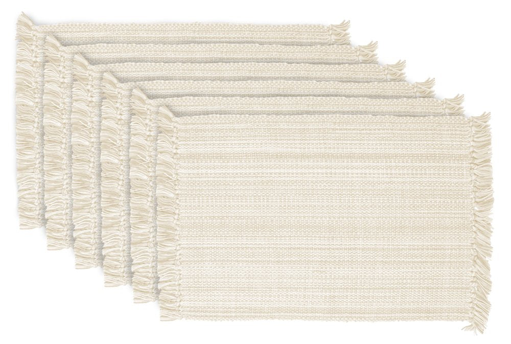 DII Variegated Tabletop Collection, Placemat Set, 13x19, Off-White, 6 Piece