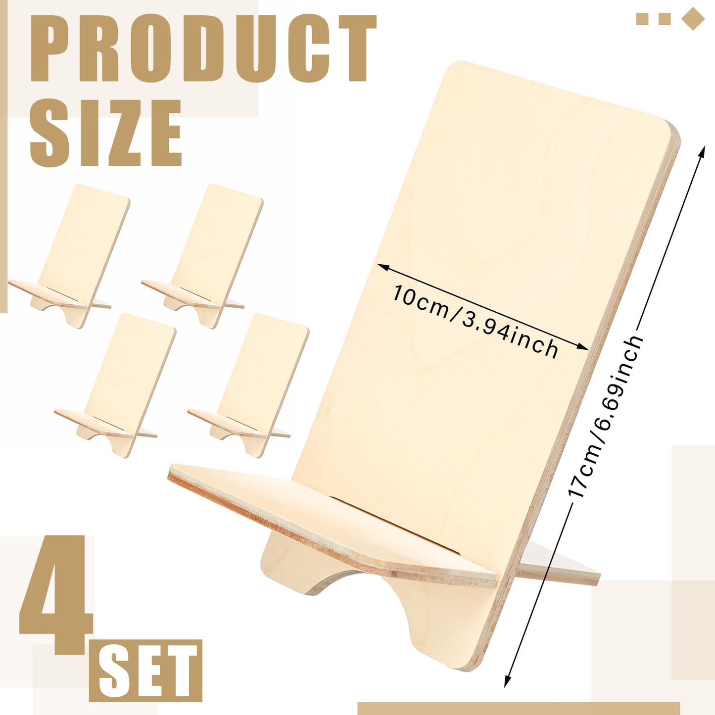Memorywuu 4 Pack Wooden Book Stand for Display Book Holder Easel Stand Collector Display Back to School Gift for Home Office Album CD Magazine Comic Postcard Picture Artworks