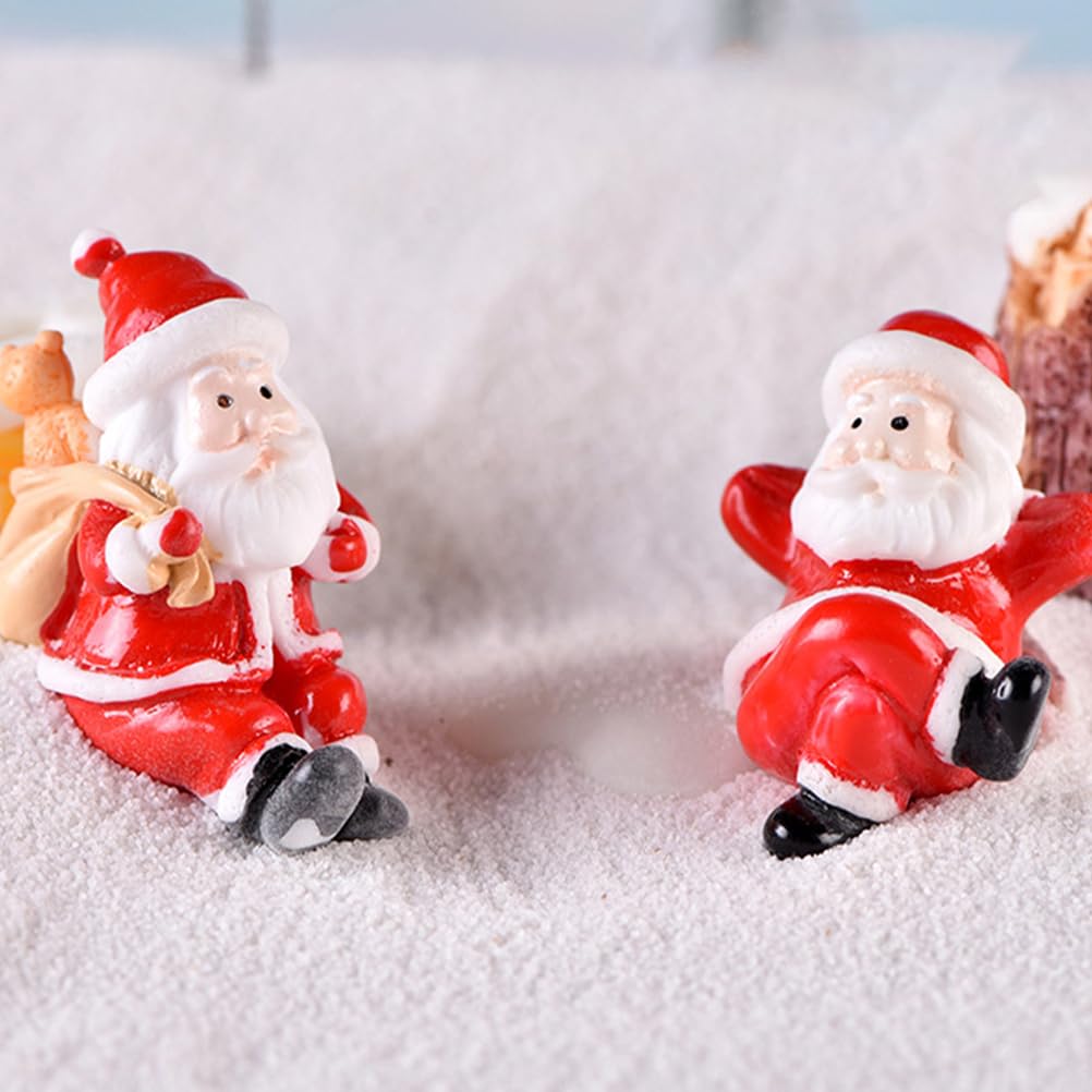 LOGOFUN 20PCS Mini Santa Claus Figurines Miniature Christmas Figurines Mini Resin Santa Claus Decorations for Xmas Party Supplies - Ramdon Style
