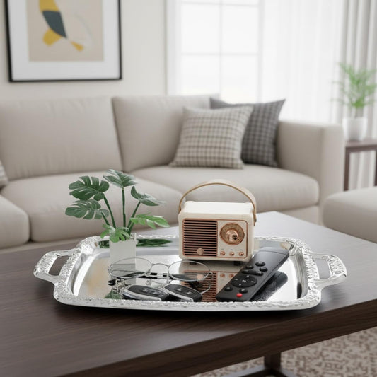 Cabilock 1Pc Elegant Metal Serving Tray Multi Purpose Dining Tableware for Food Storage Nordic Style Plate for Home Kitchen Living and Dining Use