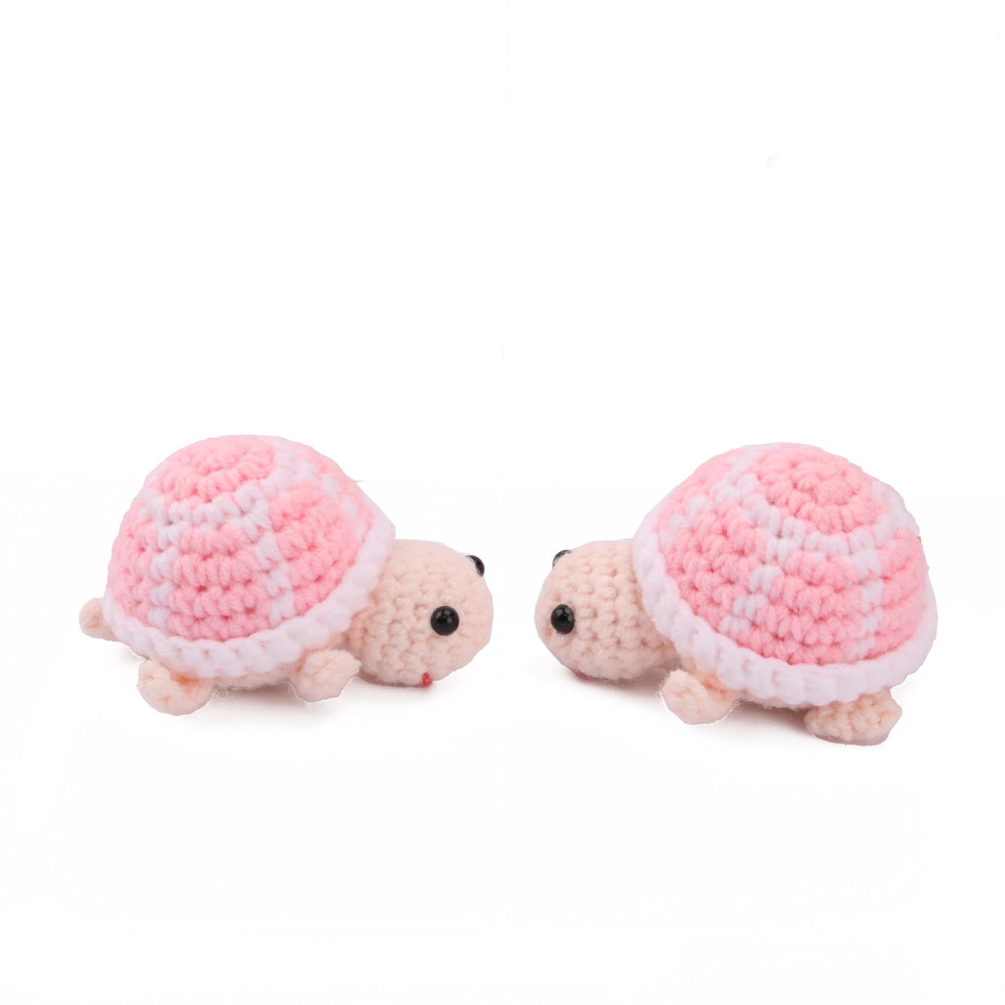 caiyjhao 2PCS Fun Crochet Turtle Mini Crochet Art is Suitable for Rooms, Bedrooms, Office Study Tables, Car Decorations, Birthdays, Graduation, (Pink)