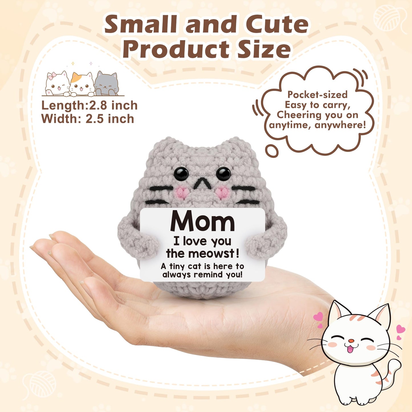tGifGLonyi Mothers Day Crochet Cat Gifts for Mom from Daughter Son Cute Birthday Gift for Moms Mother Mama, Love You Best Moms Ever Gift for Mother's Day Decoration