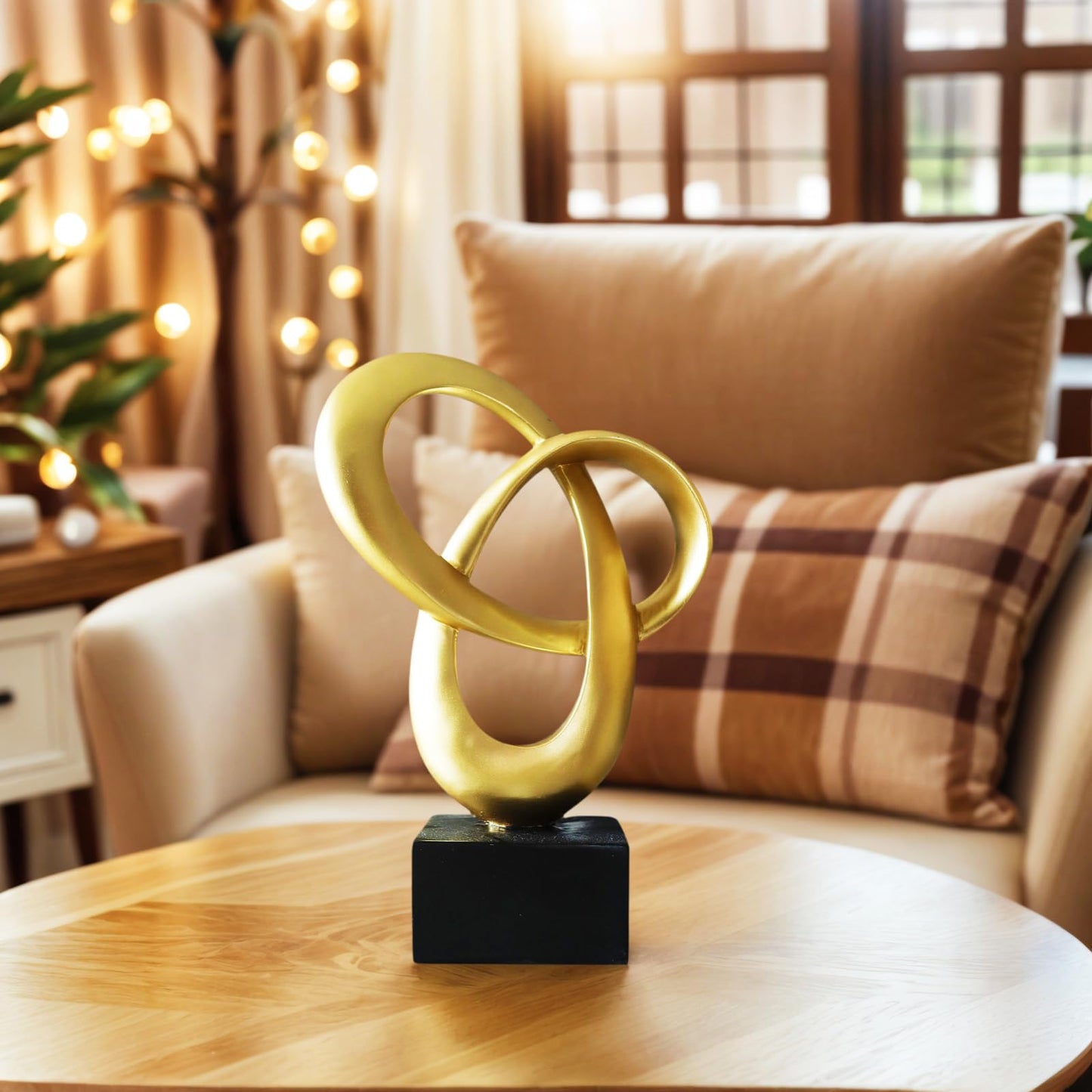 Dosker Knot Decor Mobius Stripe Statue,Modern Abstract Sculpture for Home Decor,Coffee Table Decor for Living Room,Office(Gold)