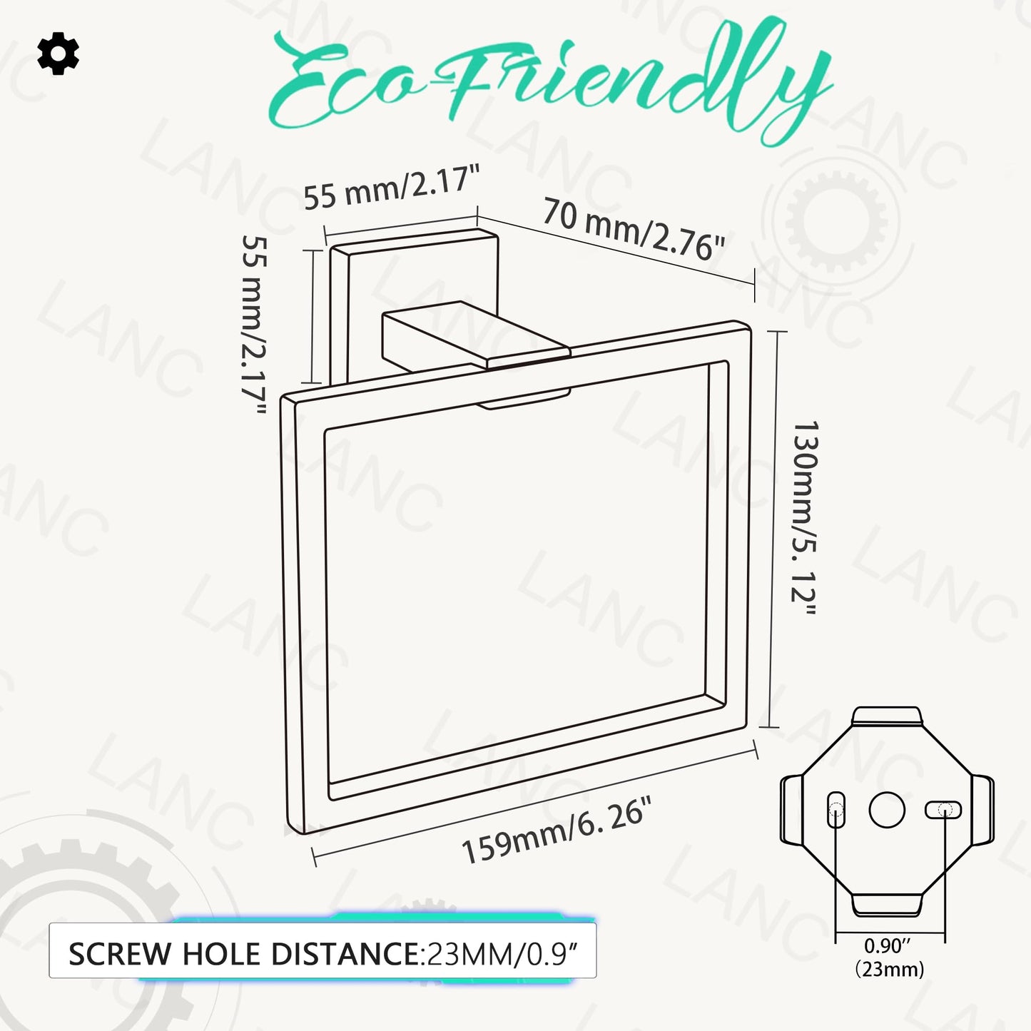 LANC Hand Towel Holder for Bathroom Wall Mount Matte Black Square Hand Towel Rings for Bathroom Hardware Accessories Kitchen Toilet SUS 304 Stainless Steel Shower Towel Hanger Racks, A8896MB