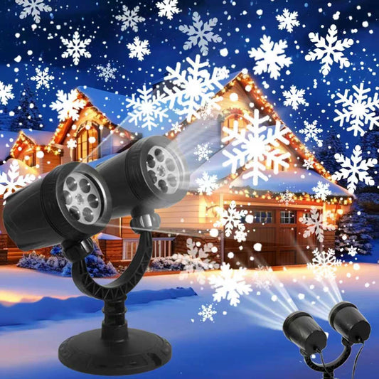 LILNIAGY Outdoor Christmas Decorations Christmas Projector Lights Double Head Snowflake Lights Projector, Christmas Light Projector Dynamic Rotating Waterproof for Yard Wall Patio Xmas Decor