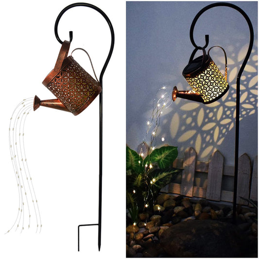 Solar Lanterns Outdoor Waterproof,Metal Watering Can Garden Decor Ornaments,Yard Art Hanging Path Lights,Outside Patio Decorations,Gardening Birthday Gifts for Mom Grandma Women,with Hook, Large