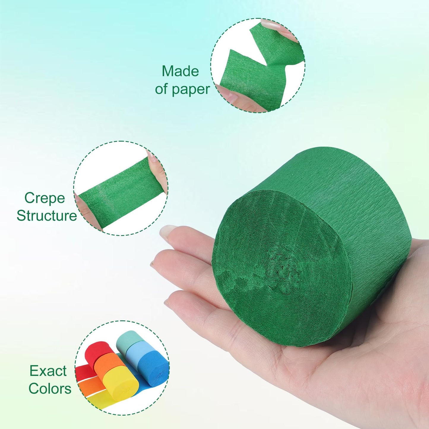 Party Crepe Paper Streamers 12 Rolls 984ft, Rainbow Streamers Party Decorations for Birthday Wedding Mother's Day Graduation Baby Shower Decor, 1.77 Inch x 82 Ft/Roll